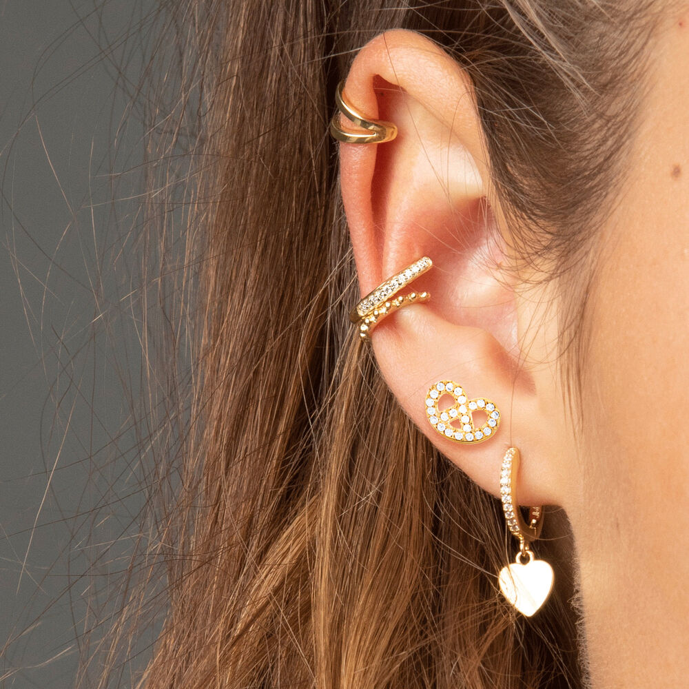 Ohrstecker Brezn mit Zirkonia, 18 K Gelbgold vergoldet Bild 4