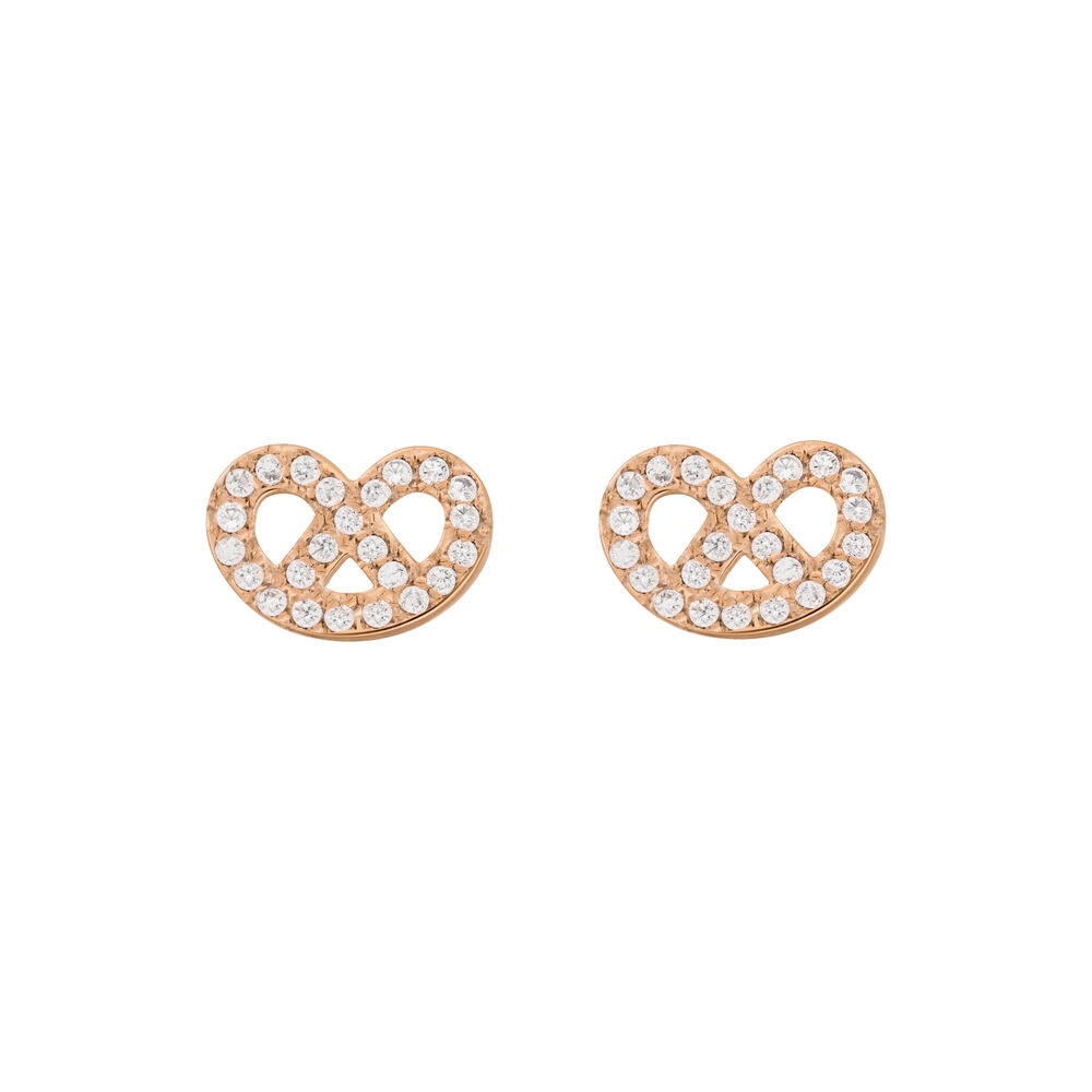Ohrstecker Brezn mit Zirkonia, 18 K Rosegold vergoldet Bild 2