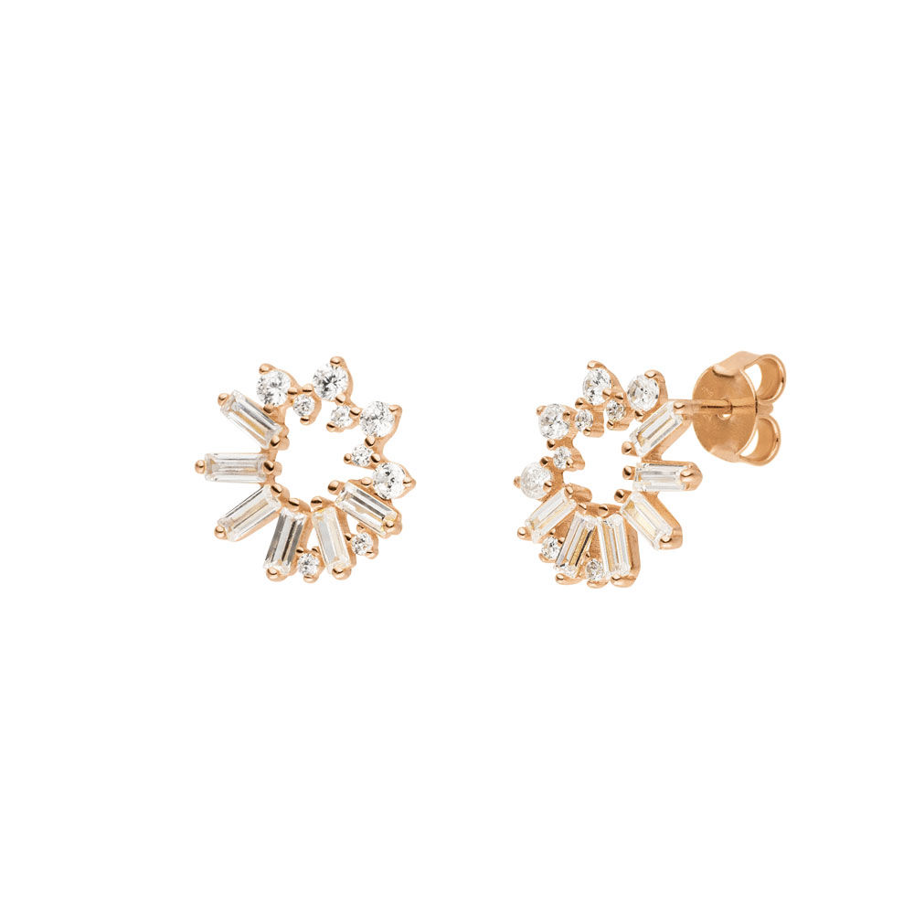 Ohrstecker CUBE FLOWER, Zirkonia, 18 K Rosegold vergoldet Bild 3