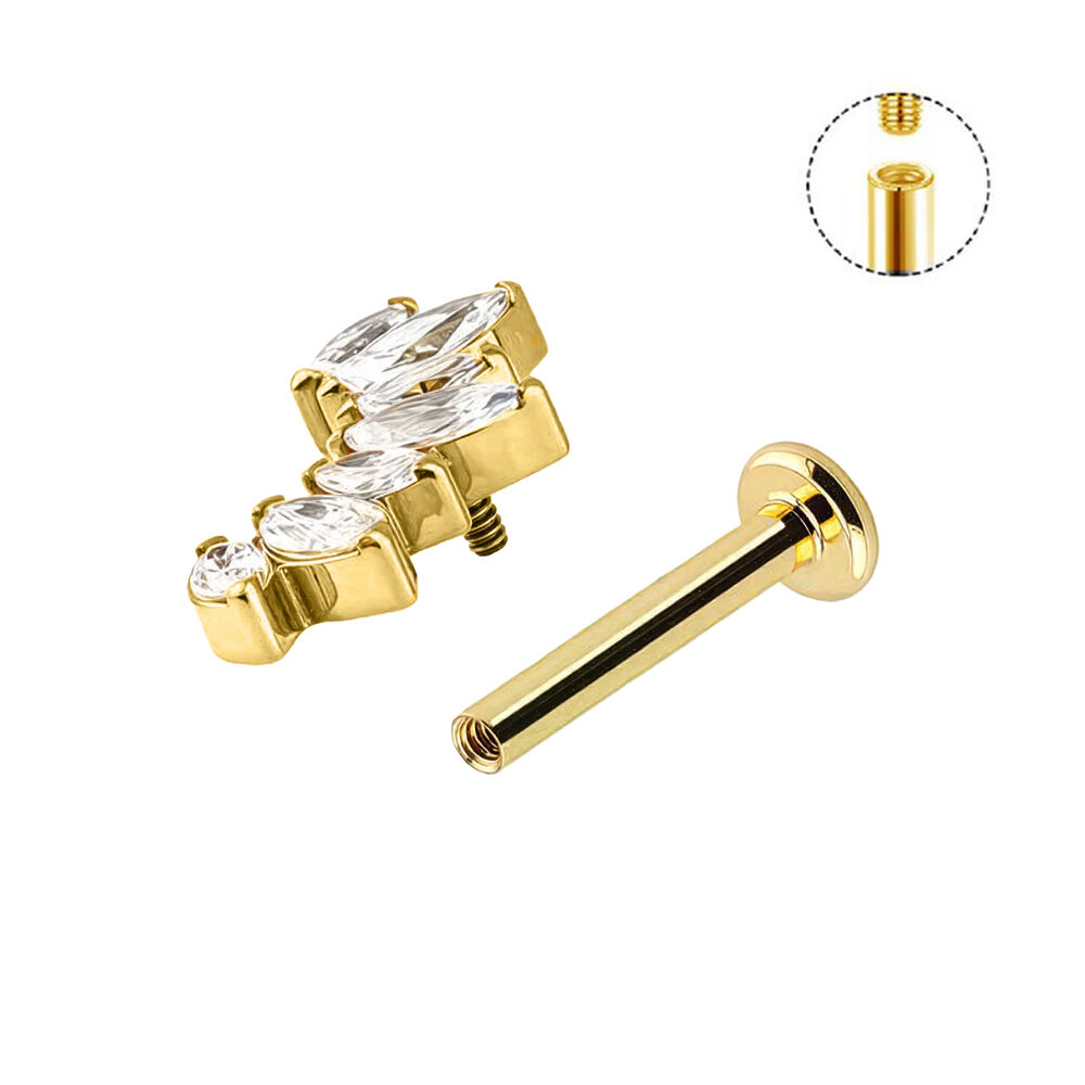 Piercing Big Crown mit Zirkonia, vergoldetes Titan Bild 2