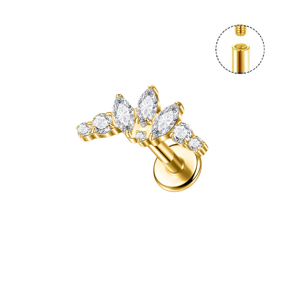 Piercing Crown mit Zirkonia, vergoldetes Titan Bild 2