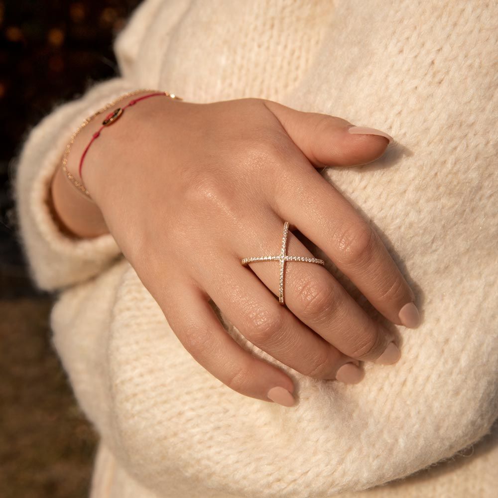 Ring X Criss Cross 18 K Rosegold vergoldet Gr.56