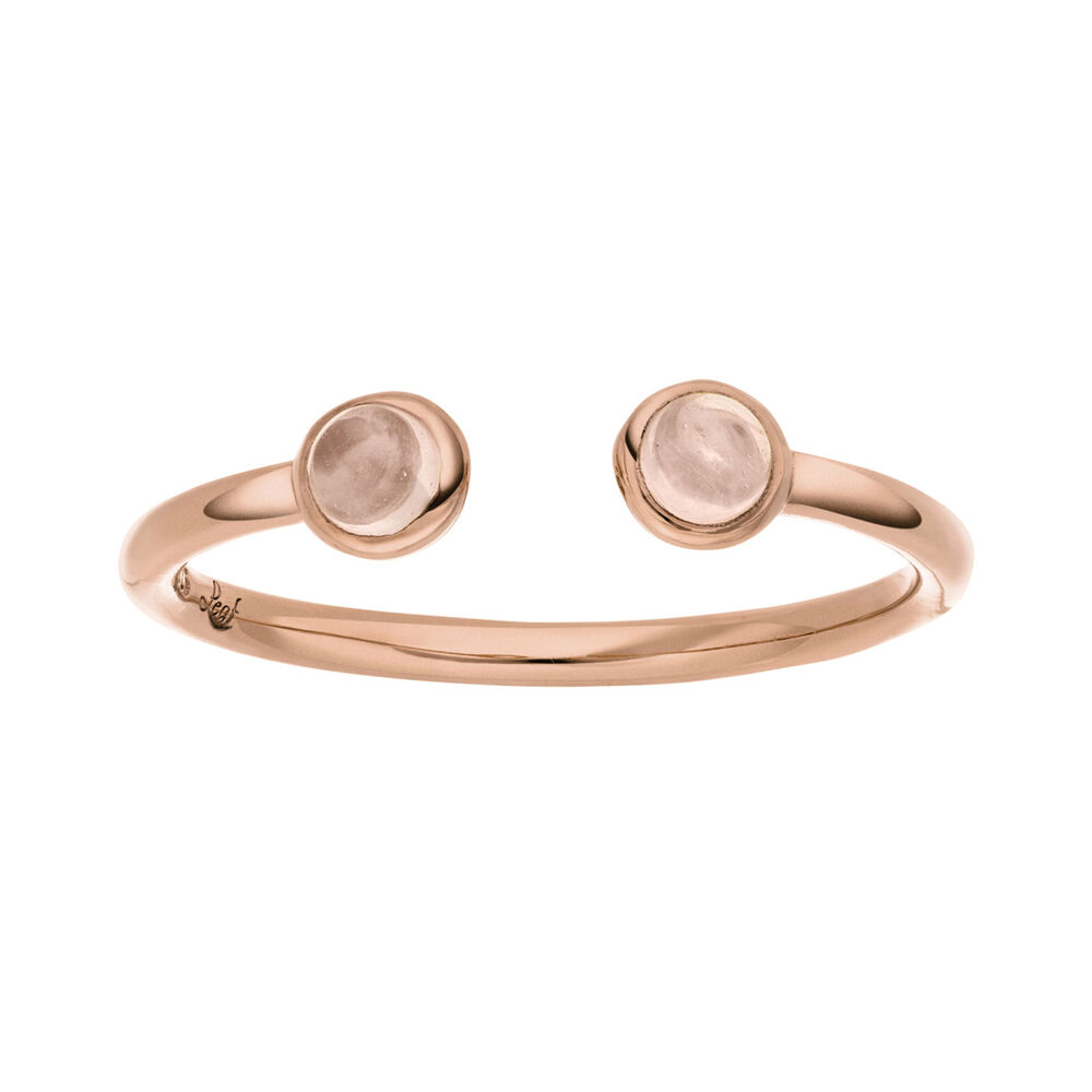 Silber Open Ring, Rosenquarz, Rosegold Bild 2