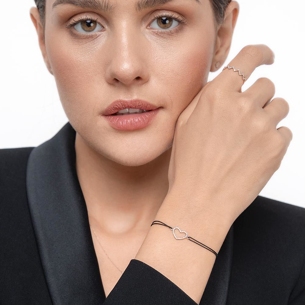 Freundschaftsarmband Herz mit Diamanten, 18 Karat Rosegold Bild 3