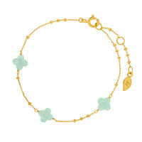 Armkette 3 Clover Gem, Amazonit, 18 Karat Gelbgold vergoldet