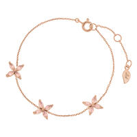 Armkette 3 Leaf Flower, Rosenquarz, 18 Karat Rosegold vergoldet