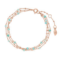 Armkette Flying Gems, 3-reihig, Amazonit, 18 K Rosegold vergoldet