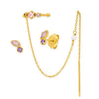 EARCANDY Set, Rosa, 18 K Gelbgold vergoldet
