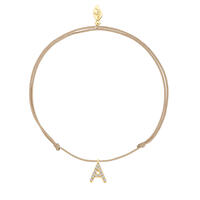 Freundschaftsarmband mit Letter Charm, 14 Karat Gelbgold mit Diamanten