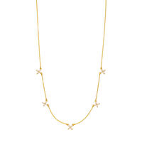 Halskette Leaf Flower Charms, 18 K Gelbgold vergoldet