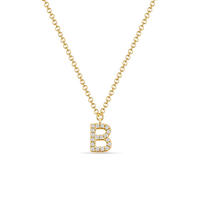 Halskette Letter B, 14 K Gelbgold mit Diamanten