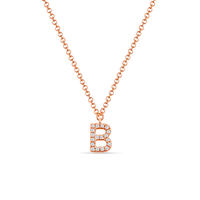 Halskette Letter B, 14 K Rosegold mit Diamanten