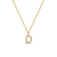 Halskette Letter D, 14 K Gelbgold mit Diamanten