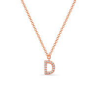 Halskette Letter D, 14 K Rosegold mit Diamanten
