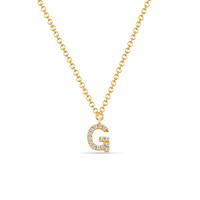 Halskette Letter G, 14 K Gelbgold mit Diamanten