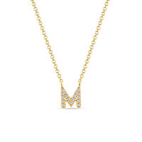 Halskette Letter M, 14 K Gelbgold mit Diamanten