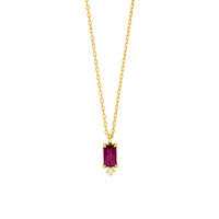Halskette Rhodolith SQUARE, 14 Karat Gelbgold