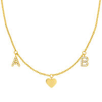 Initialen-Halskette mit 2 Buchstaben & Wunschanh�nger, 14 Karat Gelbgold