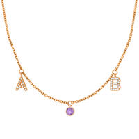 Initialen-Halskette mit 2 Buchstaben & Wunschanh�nger, 14 Karat Rosegold