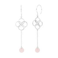 Ohrh�nger Clover Charm, Rosenquarz, 925 Sterlingsilber