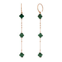 Ohrh�nger Clover Gem, lang, Malachit, 18 Karat Rosegold vergoldet