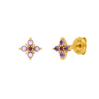 Ohrstecker BLOOM, Amethyst/Rhodolith, 18 Karat Gelbgold vergoldet