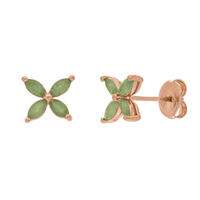 Ohrstecker Leaf Flower, Aventurin, 18 Karat Rosegold vergoldet
