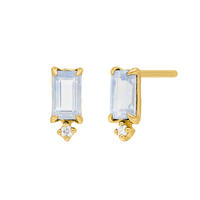 Ohrstecker Mondstein SQUARE, 14 Karat Gelbgold