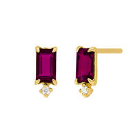 Ohrstecker Rhodolith SQUARE, 14 Karat Gelbgold