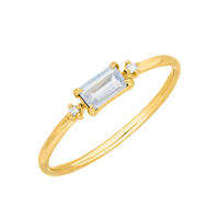Ring Mondstein SQUARE, 14 Karat Gelbgold