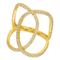 Silber Double C Ring, Gelbgold