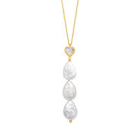 Y-Halskette VALENTINE PEARLS, Mondstein, 18 Karat Gelbgold vergoldet