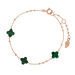 Armkette 3 Clover Gem, Malachit, 18 Karat Rosegold vergoldet