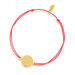 Freundschaftsarmband Disc HEART, 14 Karat Gelbgold, Koralle
