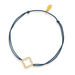 Freundschaftsarmband Kleeblatt mit Diamanten, 18 Karat Gelbgold, Navy