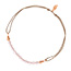 Glcksarmbndchen Rosenquarz, 18 K Rosegold vergoldet, Beige