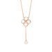 Halskette Clover Charm, Rosenquarz, Aqua Chalzedon, 18 Karat Rosegold vergoldet