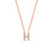 Halskette Letter H, 14 K Rosegold mit Diamanten