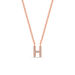 Halskette Letter H, 14 K Rosegold mit Diamanten