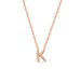 Halskette Letter K, 14 K Rosegold mit Diamanten