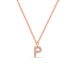 Halskette Letter P, 14 K Rosegold mit Diamanten