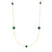 Lange Halskette Clover Gem, Malachit, 18 Karat Gelbgold vergoldet