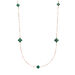 Lange Halskette Clover Gem, Malachit, 18 Karat Rosegold vergoldet