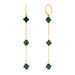 Ohrh�nger Clover Gem, lang, Malachit, 18 Karat Gelbgold vergoldet
