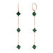 Ohrh�nger Clover Gem, lang, Malachit, 18 Karat Rosegold vergoldet