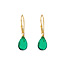 Ohrringe Tropfen, 18 K Gelbgold vergoldet, Grner Achat