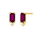 Ohrstecker Rhodolith SQUARE, 14 Karat Gelbgold