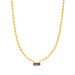 Silber Halskette, CUBE, Amethyst, Gelbgold
