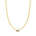 Silber Halskette, CUBE, Grauer Achat, Gelbgold