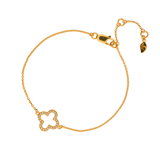 Armband Kleeblatt, 18 K Gelbgold vergoldet